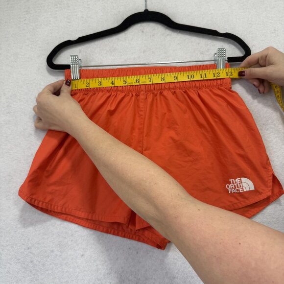 The North Face Shorts Womens XS Orange Running Lined Reflective Zip Pocket Gym - Picture 4 of 11